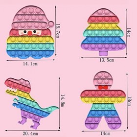 Azbel Push Pop Bubble Sensory Fidget Toy,4 Pièces Anti Stress Silicone Pincez Sensorielle Jouet Pousser Figit Jouet Soulageme