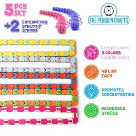 Wacky Tracks Lot de 5 jouets sensoriels anti-stress à clipser et à cliquer, 48 maillons, jouet sensoriel anti-stress
