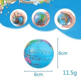ysister Balles Anti-Stress 12 pièces Stress Relief Planisphère Balle Globe de Stress Mini Balle Globe Balles Jouets Décompres
