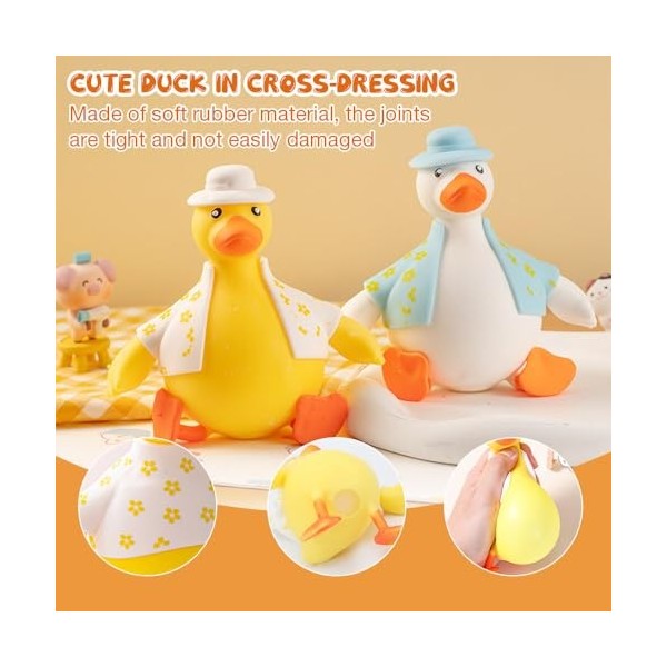 HOVCEH Lot de 2 jouets anti-stress en forme de canard pour enfants et  adultes - Jouets anti-stress à presser - Canard - Taill