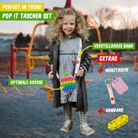 Faerly® Pop it Sac 3 en 1 pour enfants, Fidget Toy, Popit, Push Pop, Jouets Filles et Garçons Popit, Bracelet Popet, Anti-str