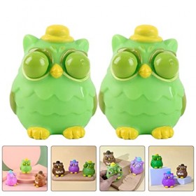 TOYANDONA Lot de 2 balles anti-stress en forme de chouette - En silicone - Pour enfants et adultes - Vert
