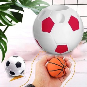 Yeeliv Pot à crayons créatif pour enfants - Motif football - Pour bureau, école, maison, etc. - Rouge - Avec 2 balles anti-st