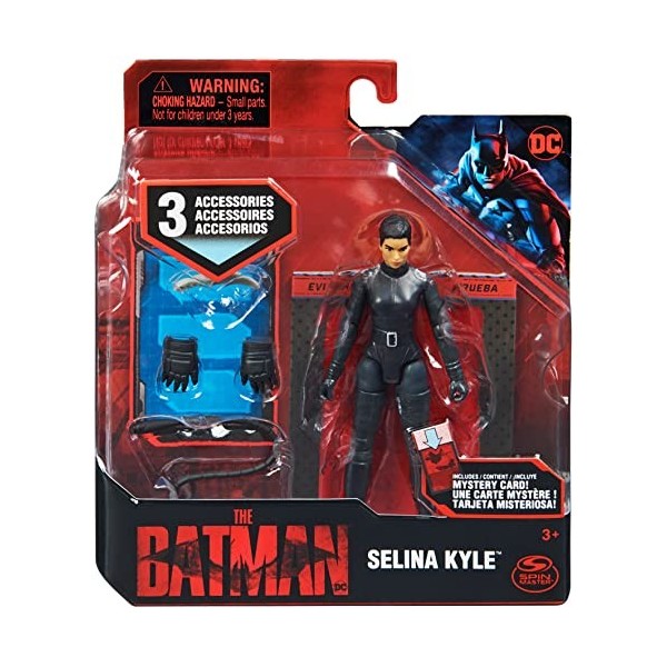 Batman DC Comics, Figurine Selina Kyle de 10 cm avec 3 accessoires et carte mystère, le film à collectionner pour enfants à p