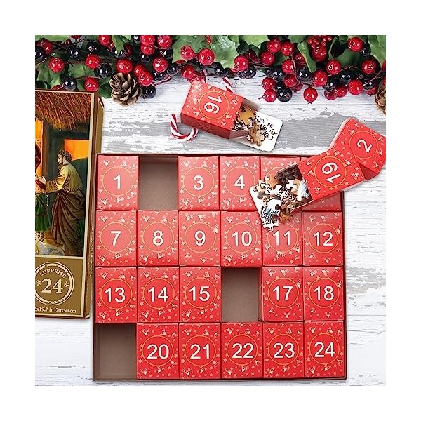 Calendrier de lavent 2023 Puzzle Adulte Enfant Cadeau de Noël, 24 Boîtes de  Puzzles Pour Compte à Rebours Jusquà Noël Décor