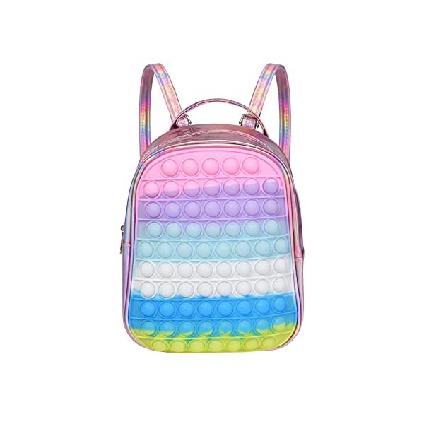 Ainiv Pop Its Sac à Dos, Sac à Bulles 2 en 1, Sac à Jouets Sensoriels Fidget en Silicone, Sac à Main Créatif Poppet Fidget, J