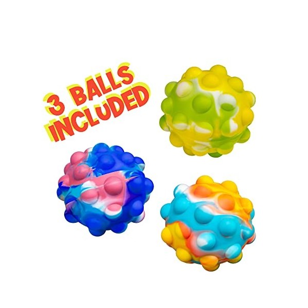 CRAZE Set de 3 PRESSNPop 3X Balles Boule Enfant Fidget Toys Bubble coloré Jouet Sensoriel Objet Anti Stress 47163, Multicol
