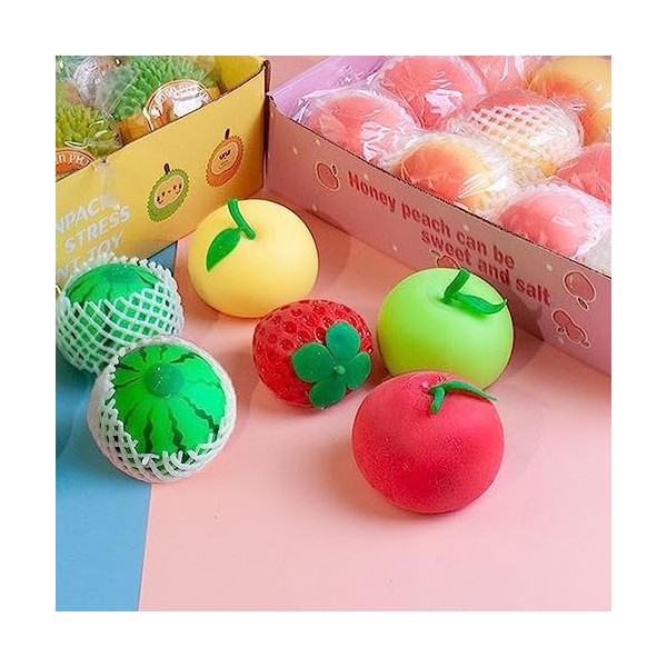 WSNDM 5 Boules De Décompression Colorées Fruits,De Balle Anti-Stres
