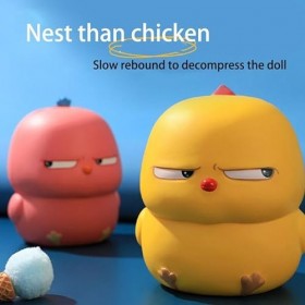 lanontaosta 2pcs Jouet de Compression de Poussin Rouge et Jaune , Jouet de Stress de Poussin, Jouet Anti-Stress, Poulet de d