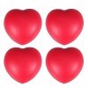 Lot de 4 balles anti-stress en forme de cœur rouge - En polyuréthane - Pour enfants et adultes