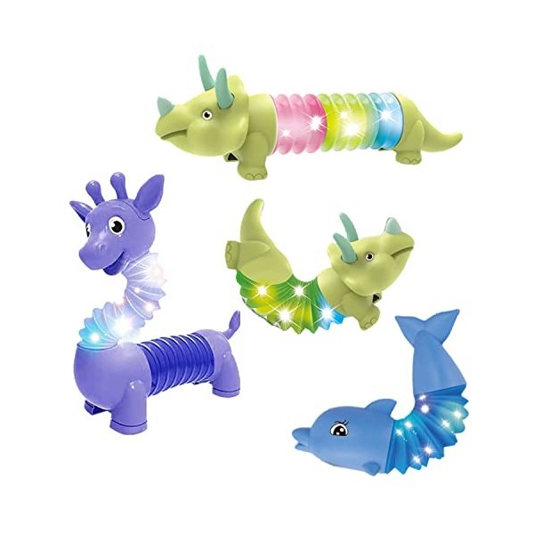 Lot de 3 jouets anti-stress en forme danimal avec lumière - Jouets anti-stress pour enfants autistes, jouets anti-stress pou