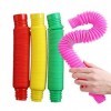 Pop Tubes Fidget Toys pour enfants et adultes, lot de 4 tubes pop très grands jouets sensoriels rouge/jaune/vert/rose 