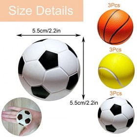 ZAHD 9 Pièces Mini ballons de sport en mousse réduction du Stress balles Anti-Stress Squeeze Foam Football pour Garçons et Fi