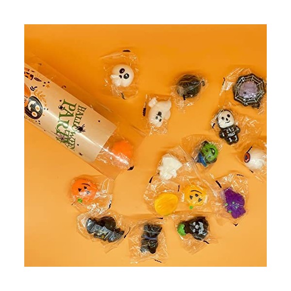 Fidget Toy Lot de 24 jouets Squeeze Toys,Kawaii jouets, Halloween Soft Squeeze Stress Relief Toys,Remplissage de sacs pour fê