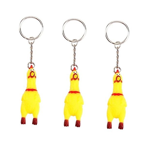 TOYANDONA Lot de 3 jouets pour animaux de compagnie Bracelet Porte-clés Réveil pour poulet qui couine Porte-clés pour femmes 