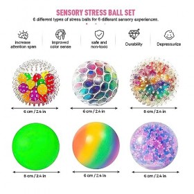 Lotvic 6 Pièces Balle Anti-Stress, Boules sensorielles Fidget, Boules à Presser pour Enfants Adultes, Soulager Le Stress et l