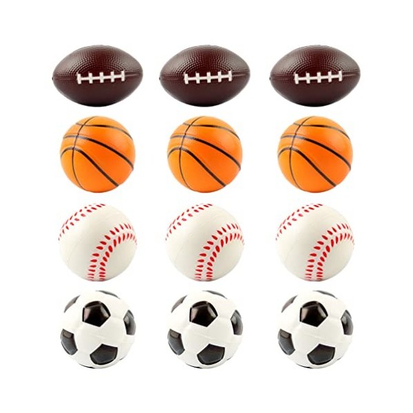 Toyvian Balles Anti-Stress Balles en Mousse Rebondissantes Balles à Presser Mini Baseball Football Basket-Ball Mini Balles de