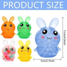 Lot de 5 balles anti-stress en forme de lapin - Jouet à presser - Jouet pour œufs de Pâques - Mini jouets à presser - Pour en