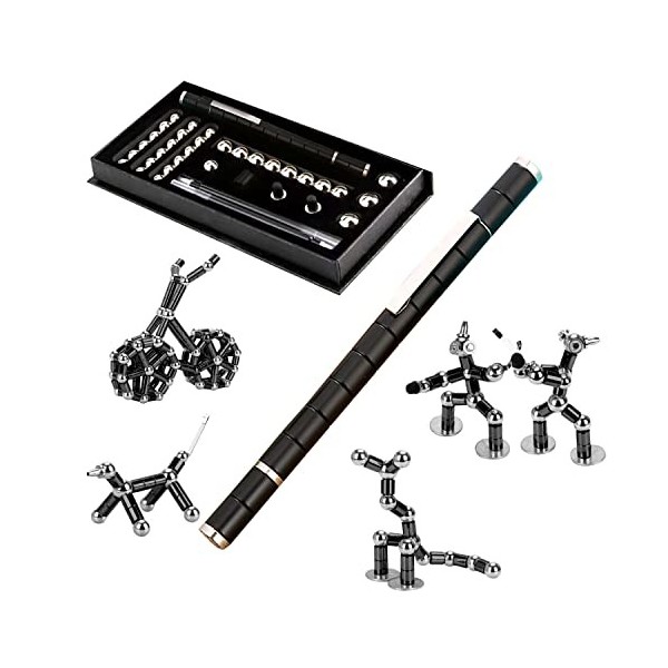 RoserRose Stylo MagnéTique, Fidget Pen, Stylo Personnalisé Modulaire, Stylo Aimanté, Gadget Insolite Utile, Cadeaux Pour Homm