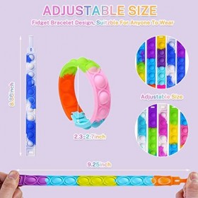 Bracelet Pop It Fidget Toy Anti Stress Pop Its Bracelets 35 Pièces Push Pop Bubble Sensory Fidgets Toys Multicolore Pack Popi