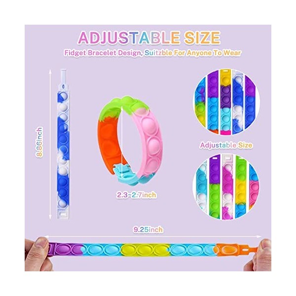 Bracelet Pop It Fidget Toy Anti Stress Pop Its Bracelets 35 Pièces Push Pop Bubble Sensory Fidgets Toys Multicolore Pack Popi