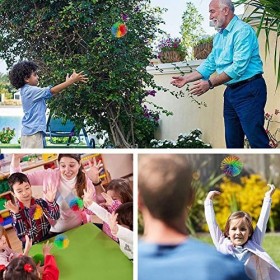 Yosoo Health Gear Grande Boule de Corde de Singe, Boule de Koosh, Forme de Boule de Jouet Sensorielle Colorée darc-en-Ciel d