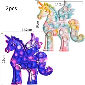 wopin 2 pcs Licorne Push Pop Bubble, Licorne Squeeze Sensory Fidget,Jouet Amusant en Silicone Anti-Stress,Jouet Anti-anxiété 