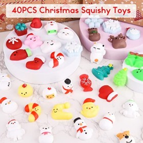 PLULON 40 PCS Jouets spongieux Noël Jouets à Presser Animaux en Vrac Enfants Mini sapins Noël Bonhomme Neige Père Noël Cerf P
