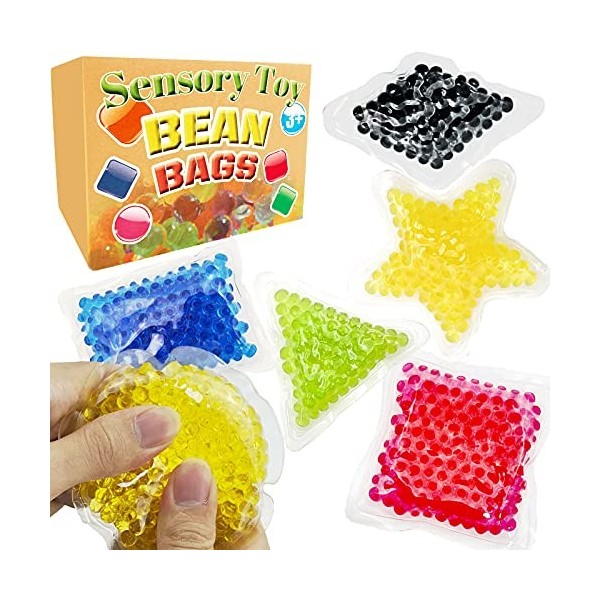 visen Lot de 4 poufs sensoriels avec perles deau de qualité supérieure, jouet de carnaval avec différentes formes pour soula