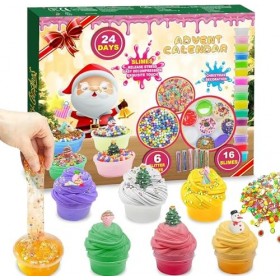 Calendrier de lAvent 2023, Calendriers de lAvent de Noël Slime DIY Calendrier de lAvent enfant avec compte à rebours de 24