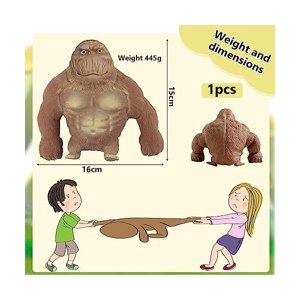 Jouet Gorille Anti-anxiété, Figurine de Gorille Anti Stress, Stretch Gorilla Figure Convient pour Les Loisirs, Le Divertissem
