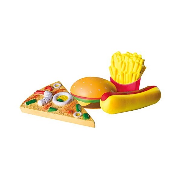 roba Squishy "Fast Food" 4 Pcs - Hamburger Frite Pizza Saucisse - Jouet Anti-Stress ou Accessoire de Cuisine et Marchande