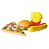 roba Squishy "Fast Food" 4 Pcs - Hamburger Frite Pizza Saucisse - Jouet Anti-Stress ou Accessoire de Cuisine et Marchande