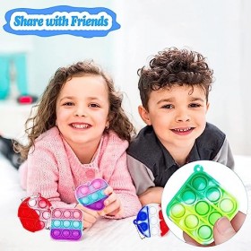 Mini jouet Pop Push It Fidget Toy, lot de 48 mini jouets porte-clés en silicone, jouets anti-stress sensoriels avec anneau de