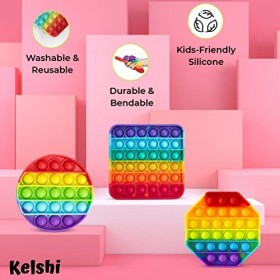 Kelshi Poppet Plopper - Jouet anti-stress - Pop up pour enfants, adultes, autisme - TDAH - Plop it Push Bubble Fidget Toys Se