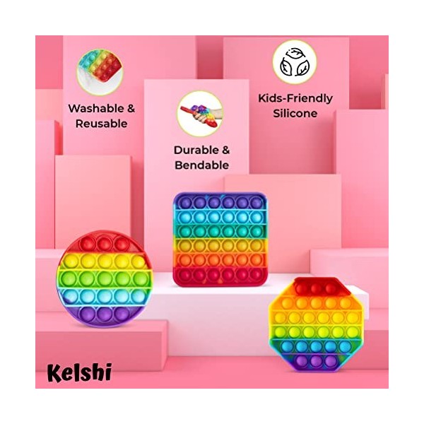 Kelshi Poppet Plopper - Jouet anti-stress - Pop up pour enfants, adultes, autisme - TDAH - Plop it Push Bubble Fidget Toys Se