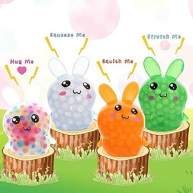 EKKONG Balle Anti-Stress, Lapin Balle Anti Stress 4 pièces Boule Antistress Balle Sensorielle Colorées pour Adultes et Enfant