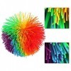 AYNEFY Toy Stringy Balls, Silicone Stress Relief Rainbow Stringy Balls Sensory Fidget Stringy Ball Rainbow Pom Bouncy Balle A