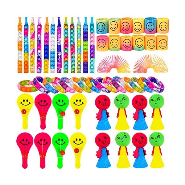 FORMIZON 40 Pièces Anti-Stress Fidget Toy Set, Pop Bracelets it, Rainbow Spiral Bobine, pour Enfants Adultes Petits Cadeaux A