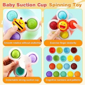Spinner Bebe Ventouse Baby 3 Pcs Bebe Spinners Babyspinner Toupie Hand Jouet Chaise Haute Jeu Jeux Suction Cup Toys Fidget Jo