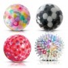 ALMAH Balles anti-stress pour adultes et enfants lot de 4 , balles spongieuses avec perle deau, balle à presser pour se dét