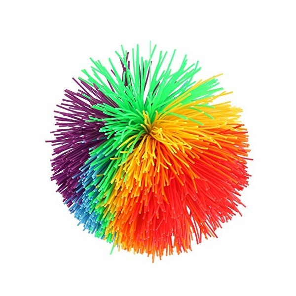 Akozon Singe Stringy Balls, Construction en Silicone Soulagement du Stress Arc-en-Ciel Coloré Jouet Sensoriel Grande Boule Fo