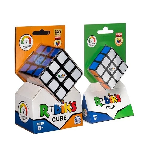 Rubiks, Kit de démarrage, Coffret Cadeau avec Le Cube 3x3 Original et Le Cube Edge 3x3x1, Cube à Manipuler, Jeu de Voyage An