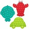 Excellentas Pop It Fidget Push Pop Toy Lot de 3 jouets anti-stress pour petits et grands, adultes ou enfants, voiture poisson