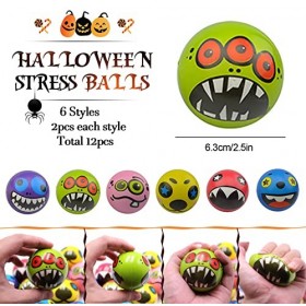 POTWPOT Lot de 12 balles en éponge douce pour Halloween Reprend lentement sa forme Soulage le stress Pour remplir un sac dHa