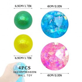 4 Pièces Balle Anti-Stress, XiXiRan Balle Anti Stress Molle, Balle Anti Stress Enfant et Adultes, Couleur Balles Anti Stress,
