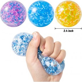 Haooryx Lot de 3 balles anti-stress pour enfants - Jouet sensoriel coloré rempli de perles deau - Jouet fantaisie pour autis