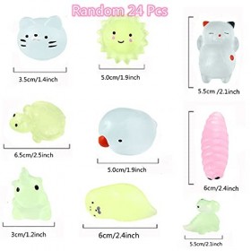 Lot de 24 jouets antistress Moji lumineux - Mini animaux - Jouets antistress pour filles et garçons - Jouets à main pour sacs