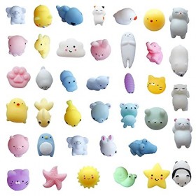 Lot de 24 jouets antistress Moji lumineux - Mini animaux - Jouets  antistress pour filles et garçons - Jouets à main pour sacs