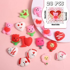 KINBOM Paquet de 28 Cartes de Saint Valentin pour Enfants, Carte Saint Valentin avec Jouets Mini Squishy Toys Carte de Saint 